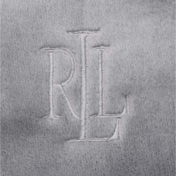 Lauren Ralph Classic KING Grey Soft Plush Blanket Coverlet Gift Bag Set - Picture 6 of 6